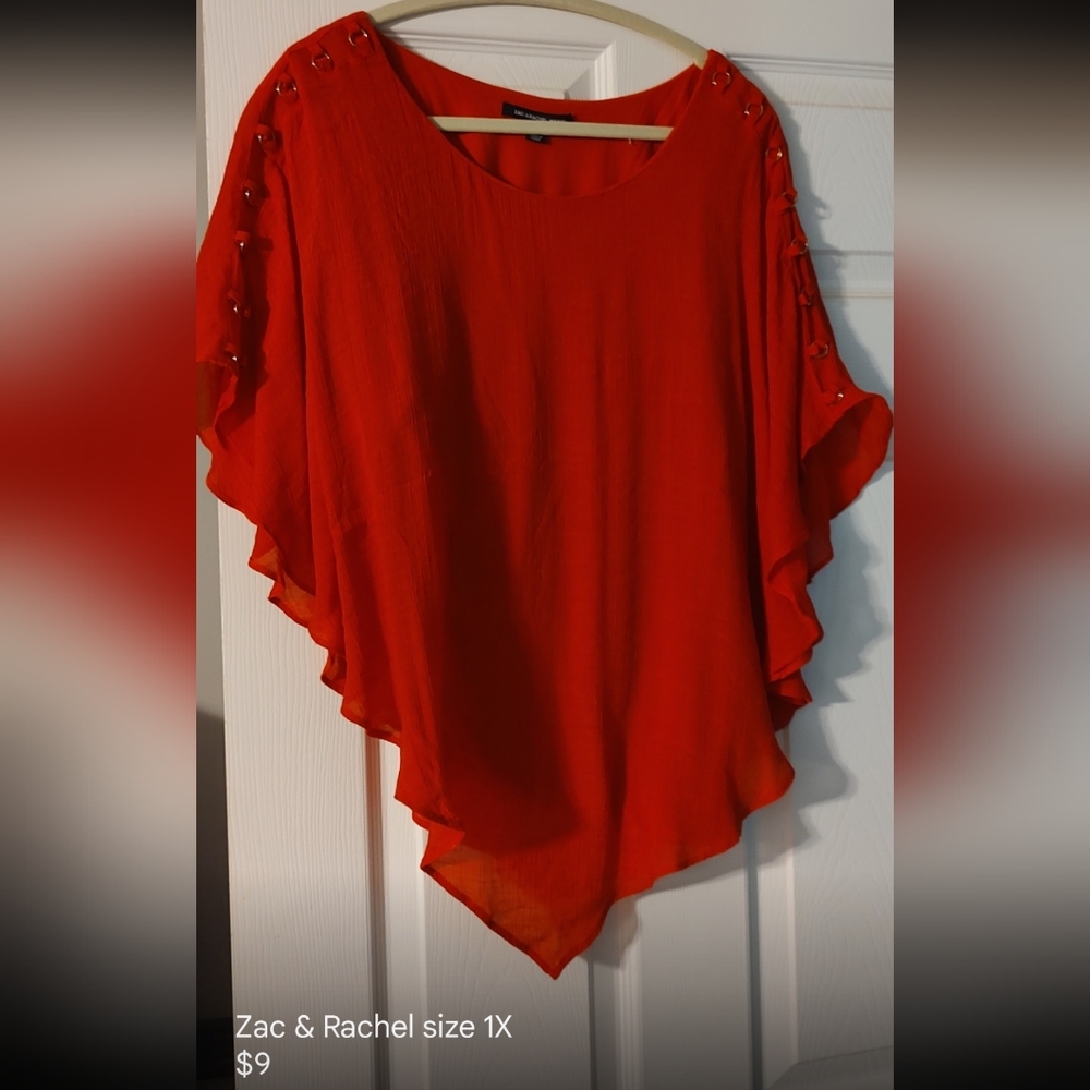 Zac and Rachel bright red top